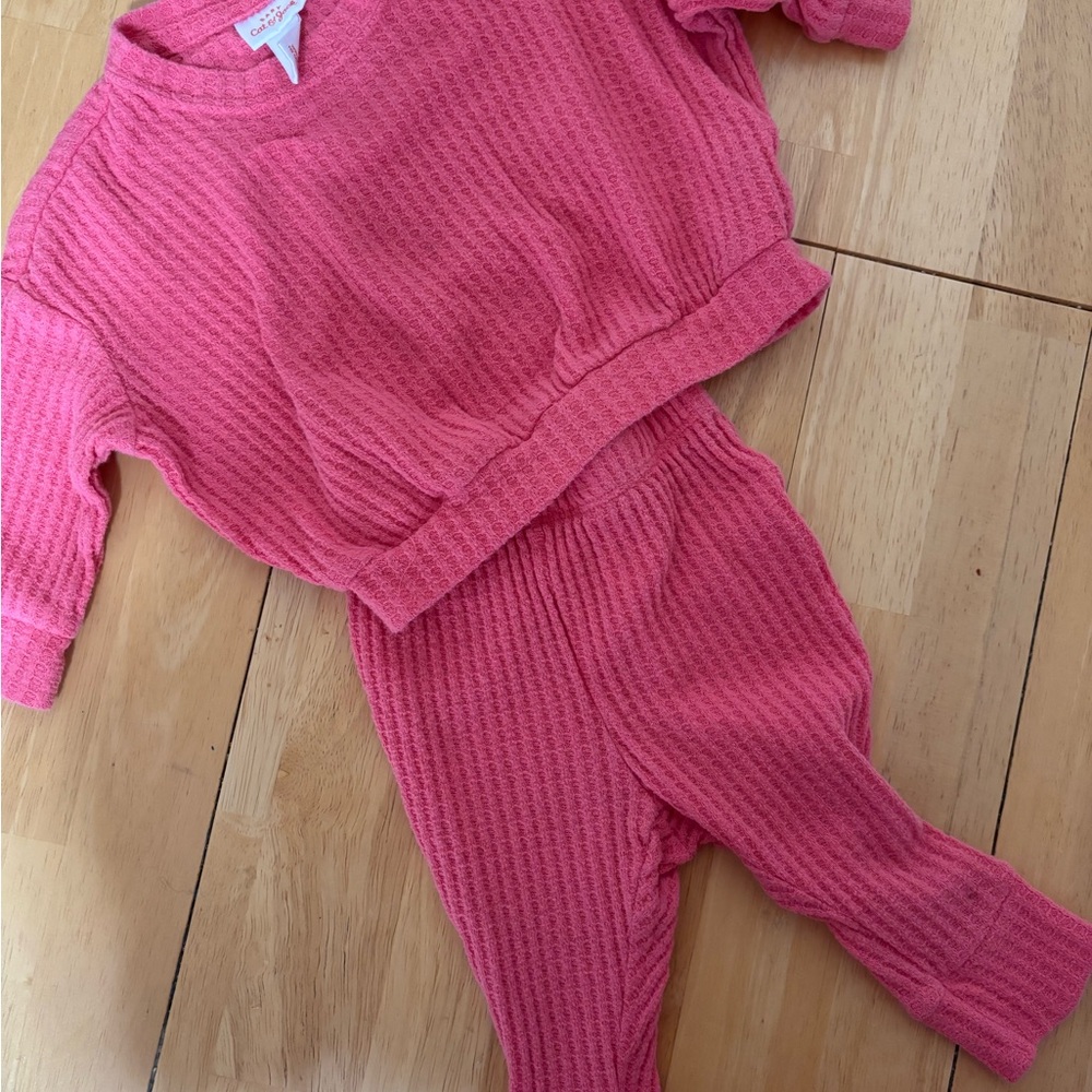Pink Waffle Knit Baby Outfit